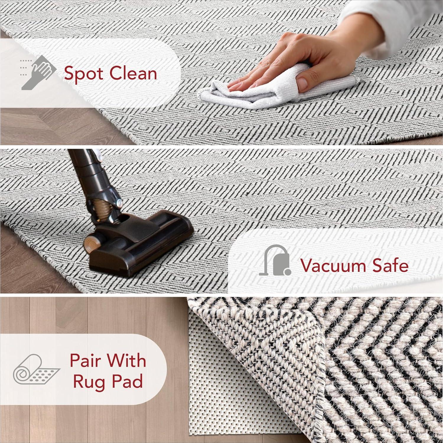 Nuloom Ago Diamond 2x6 Wool Runner Indoor Area Rug for Living Room Bedroom Dining Room Entryway Hallway Kitchen, Ivory