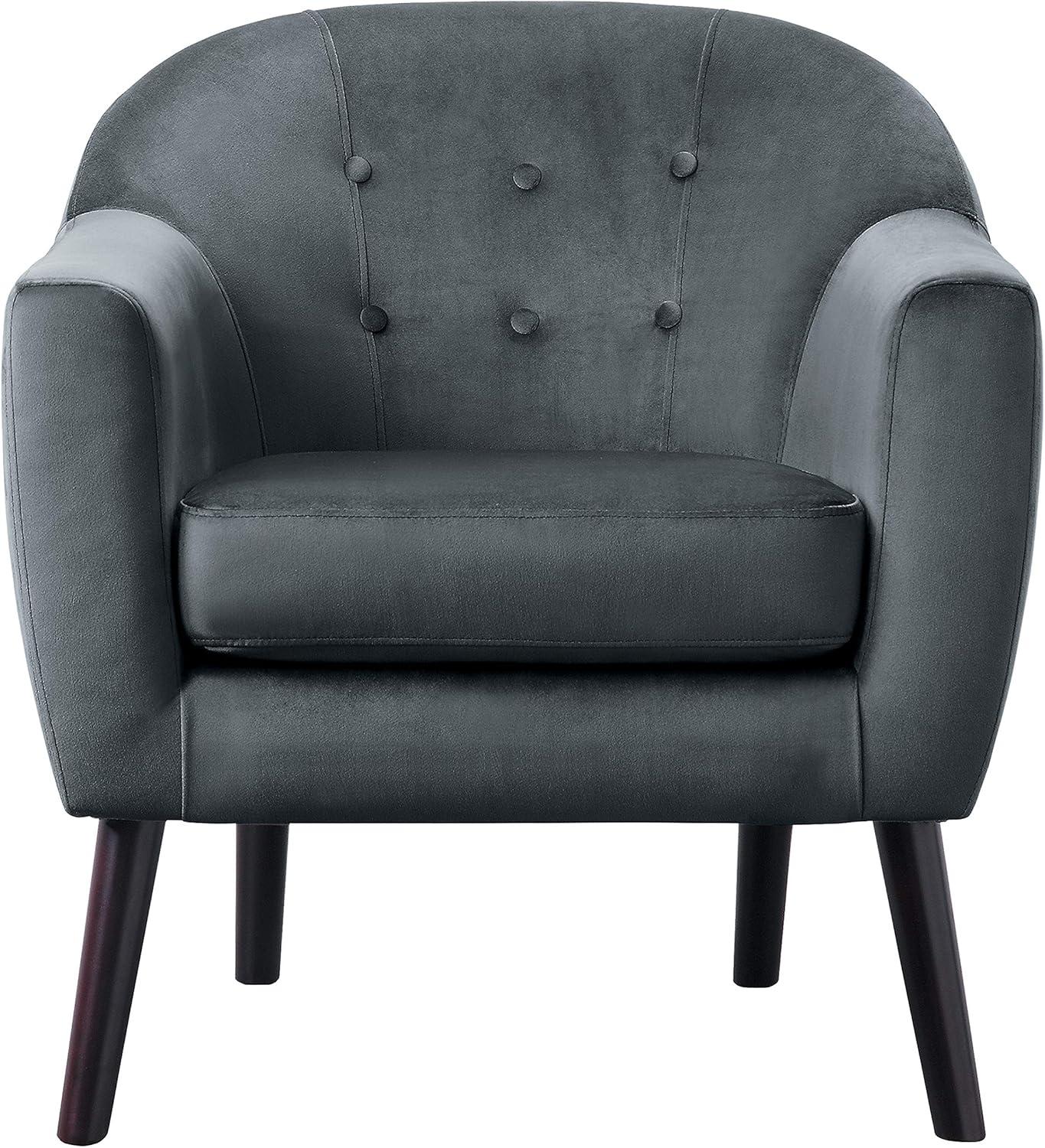 Gray Velvet Mid-Century Modern Accent Chair