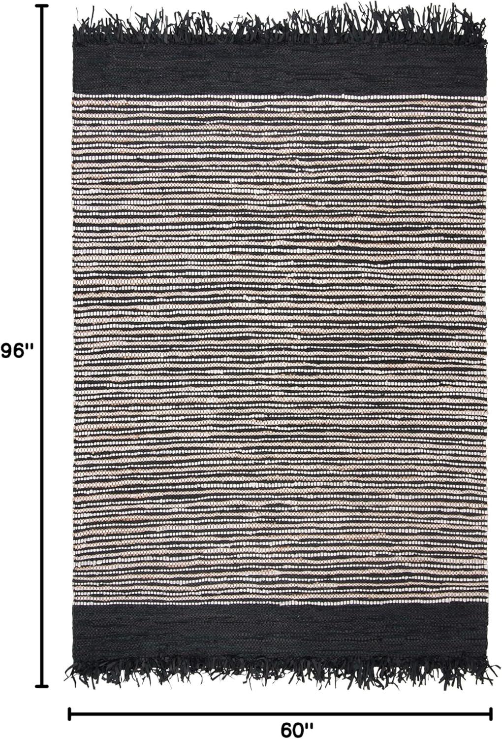 Vintage Leather VTL373 Hand Woven Indoor Area Rug - Black/Multi - 5'x8' - Safavieh.