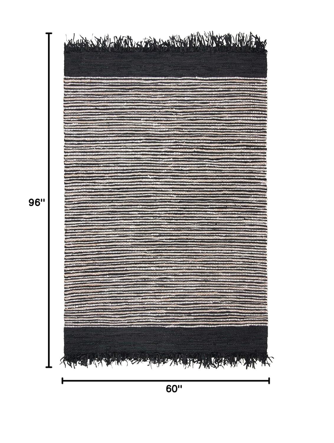 Vintage Leather VTL373 Hand Woven Indoor Area Rug - Black/Multi - 5'x8' - Safavieh.
