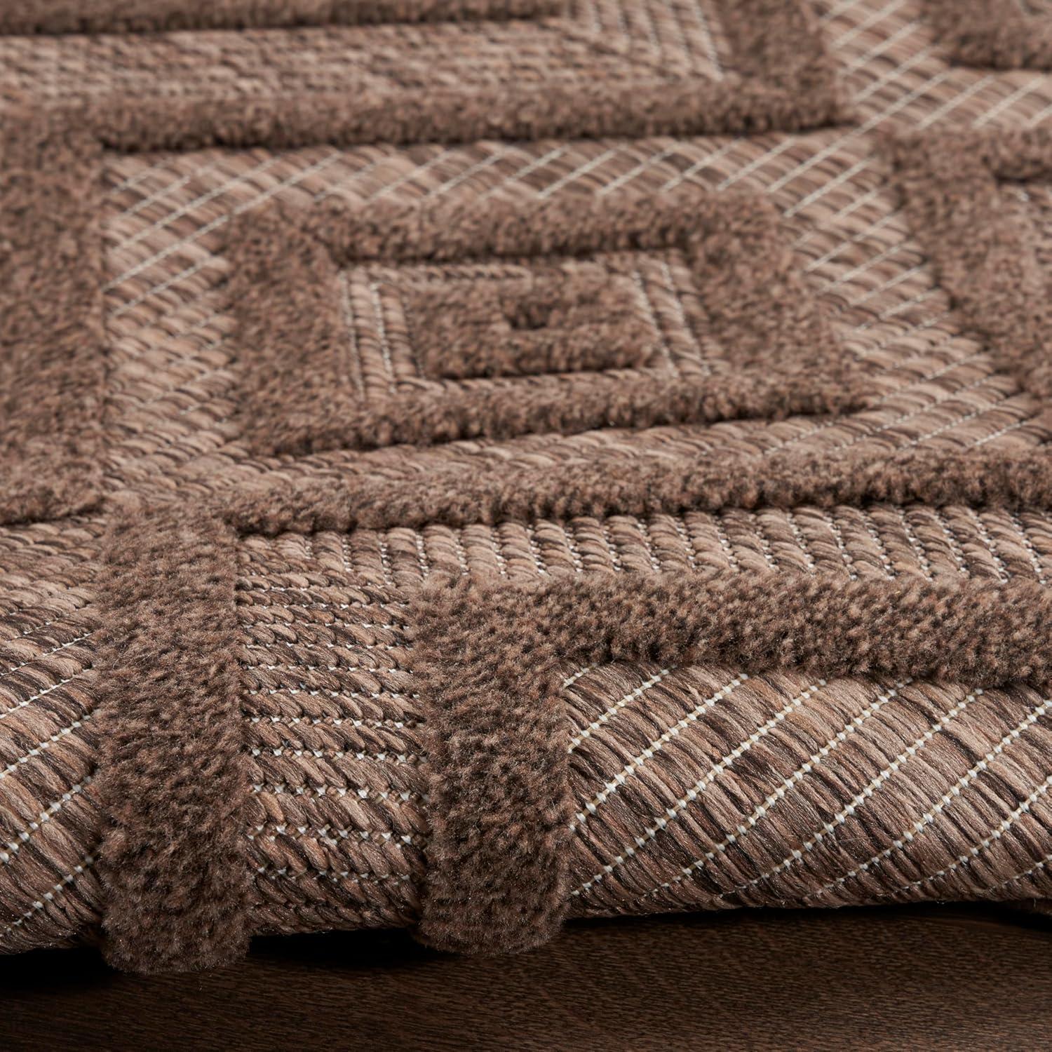 Nourison Versatile Diamond Geometric Flatweave Indoor Outdoor Area Rug Brown 9' x 12'