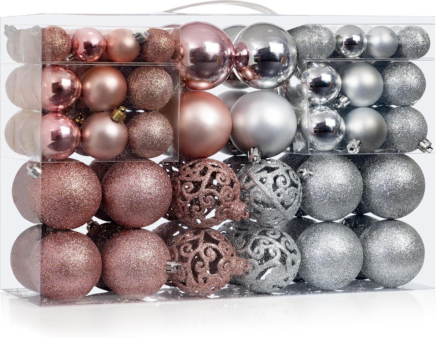 R N' Ds Shatterproof Christmas Ornament Balls - Pink and White - 100 Pack