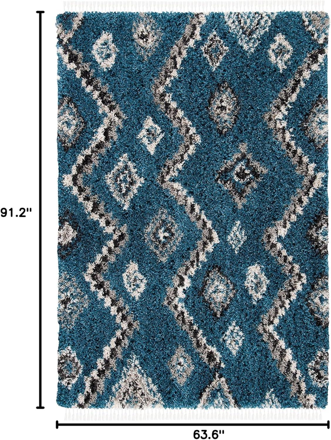 SAFAVIEH Morocco Juniper Geometric Area Rug, Blue/Gray, 5'3" x 7'6"