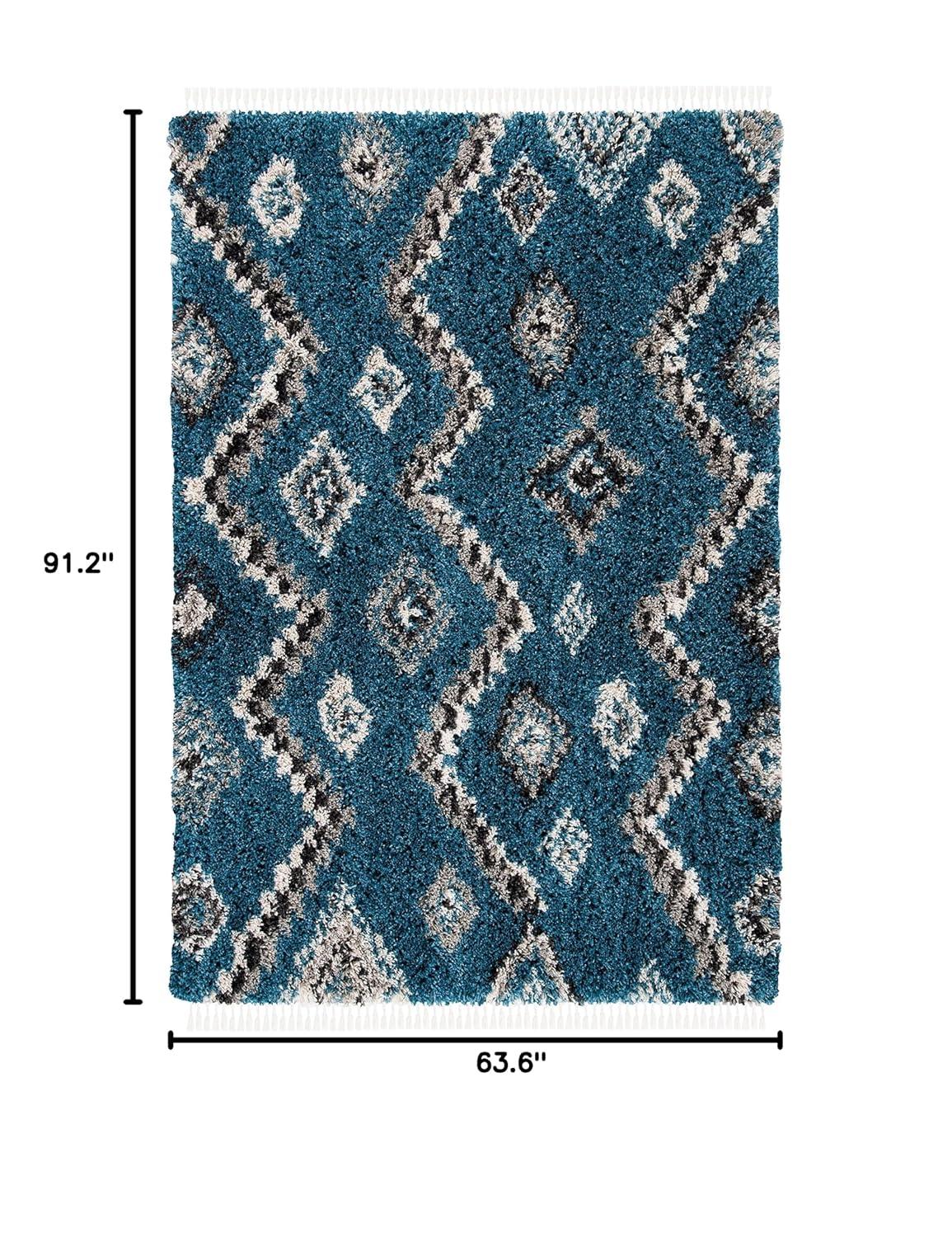 SAFAVIEH Morocco Juniper Geometric Area Rug, Blue/Gray, 5'3" x 7'6"