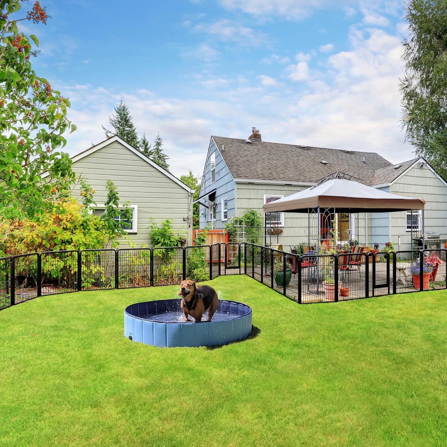 Yaheetech Dog Playpen Outdoor, 24 inch 32 Panels Dog Pen Indoor Heavy Duty Puppy Exercise Pen Metal Pet Fence for RV Camping/Yard/Garden