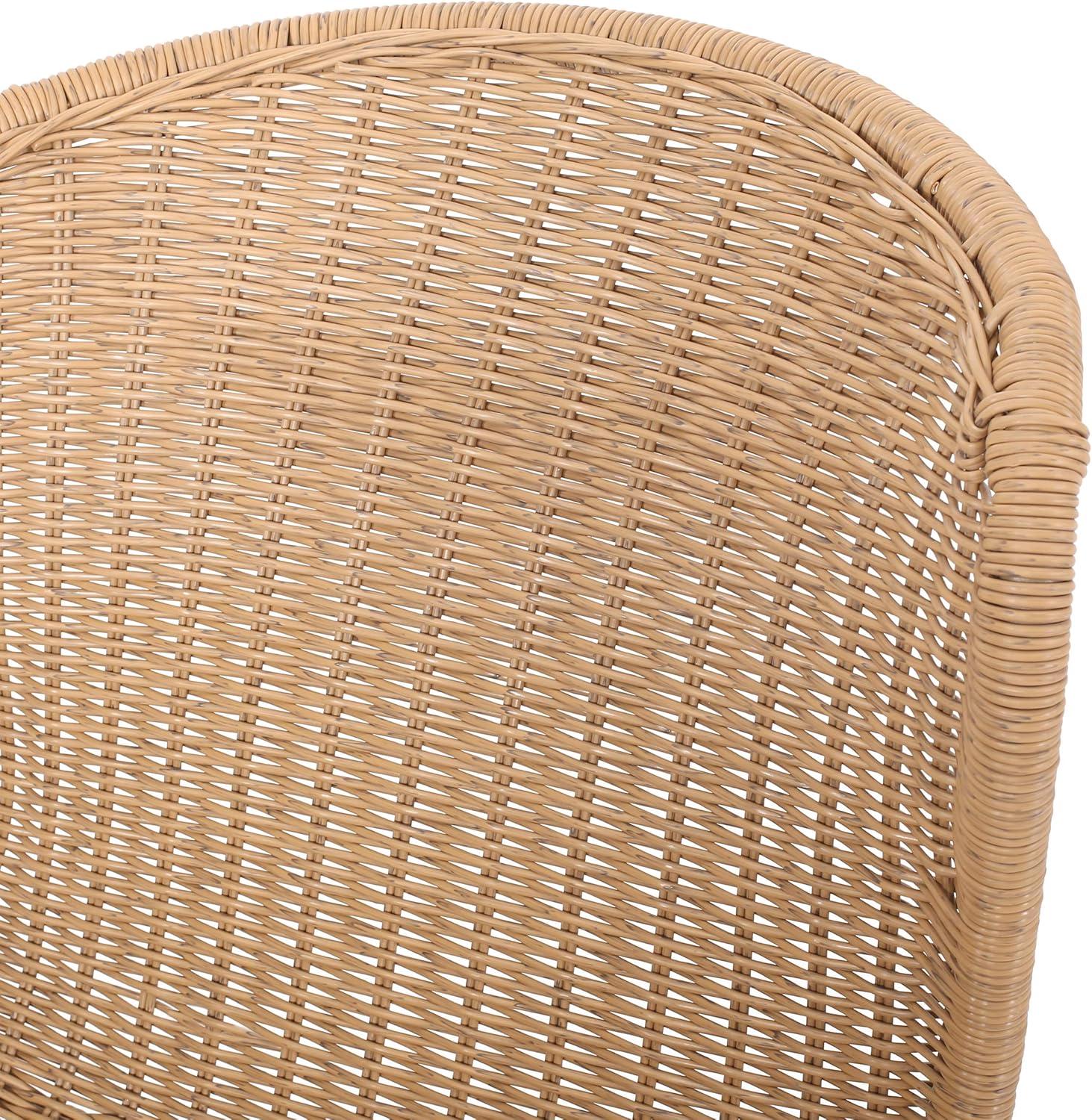 Spinnaker Set of 2 Wicker Boho Dining Chairs - Light Brown - Christopher Knight Home: Weather-Resistant Iron Frame