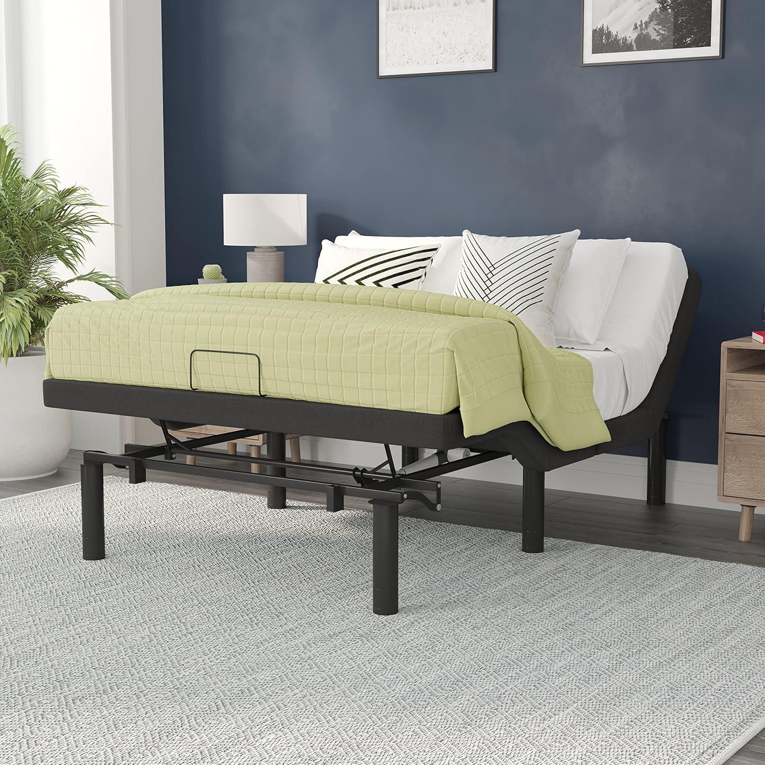 Flash Furniture Selene Motorized Adjustable Bed Frame, Black, Full