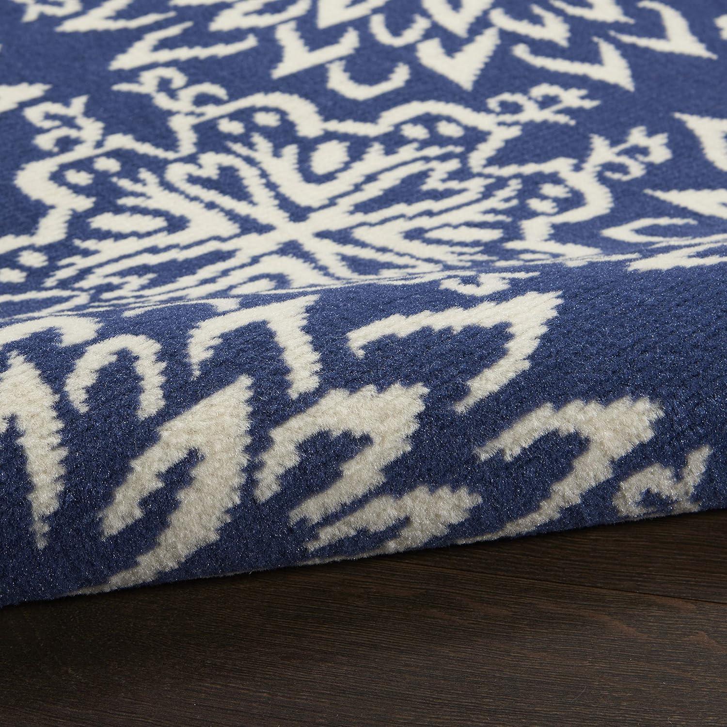 Nourison Jubilant Geometric Floral Navy/Ivory 5'3" x 7'3" Area Rug, (5' x 7')