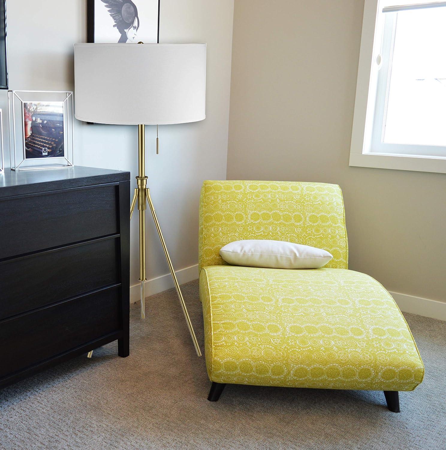 SH Lighting Contemporary Adjustable Matte Gold Tripod Floor Lamp - Features Large Drum Shade and Convenient Foot Switch - 58-72" Tall Great for Living or Bedrooms - Gold