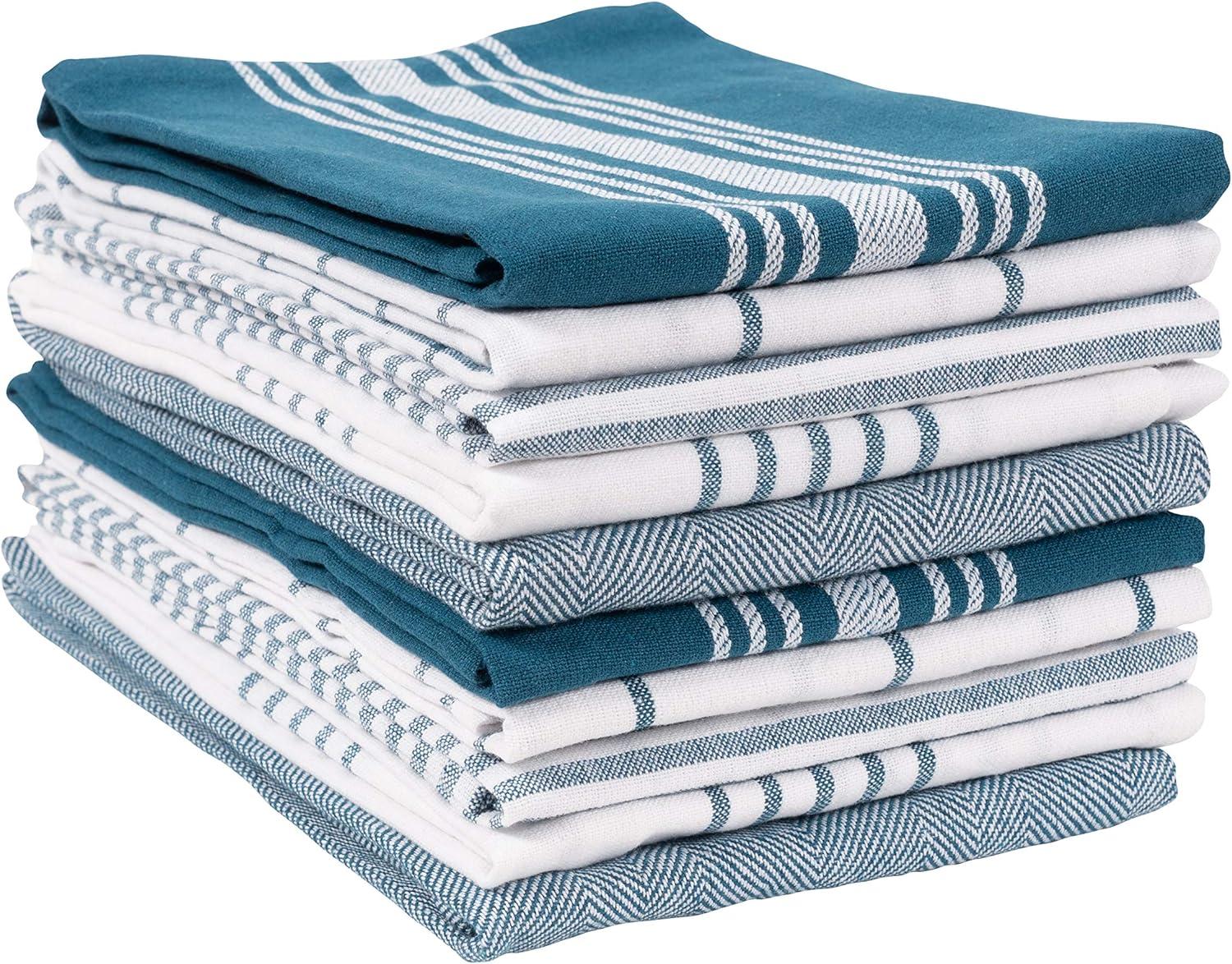 KAF Home Soho Set of 10 Recycled Cotton Kitchen Towels - 18"x 28" (Teal)