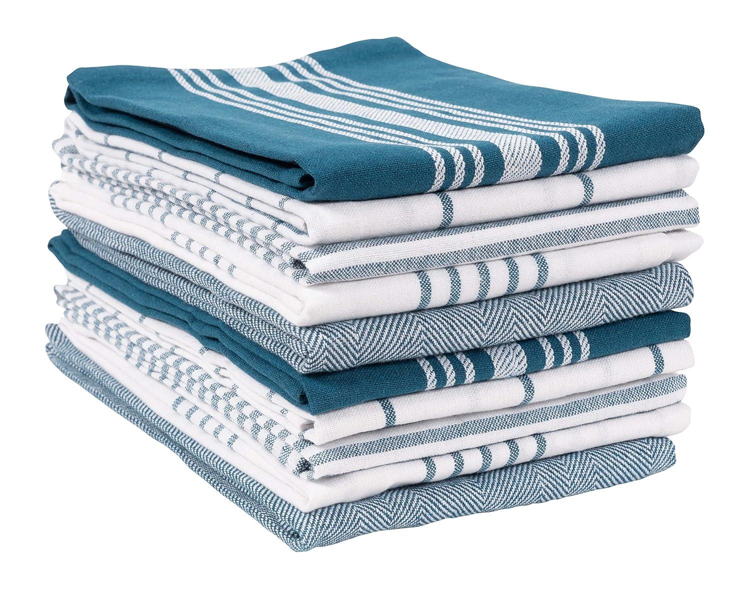 KAF Home Soho Set of 10 Recycled Cotton Kitchen Towels - 18"x 28" (Teal)