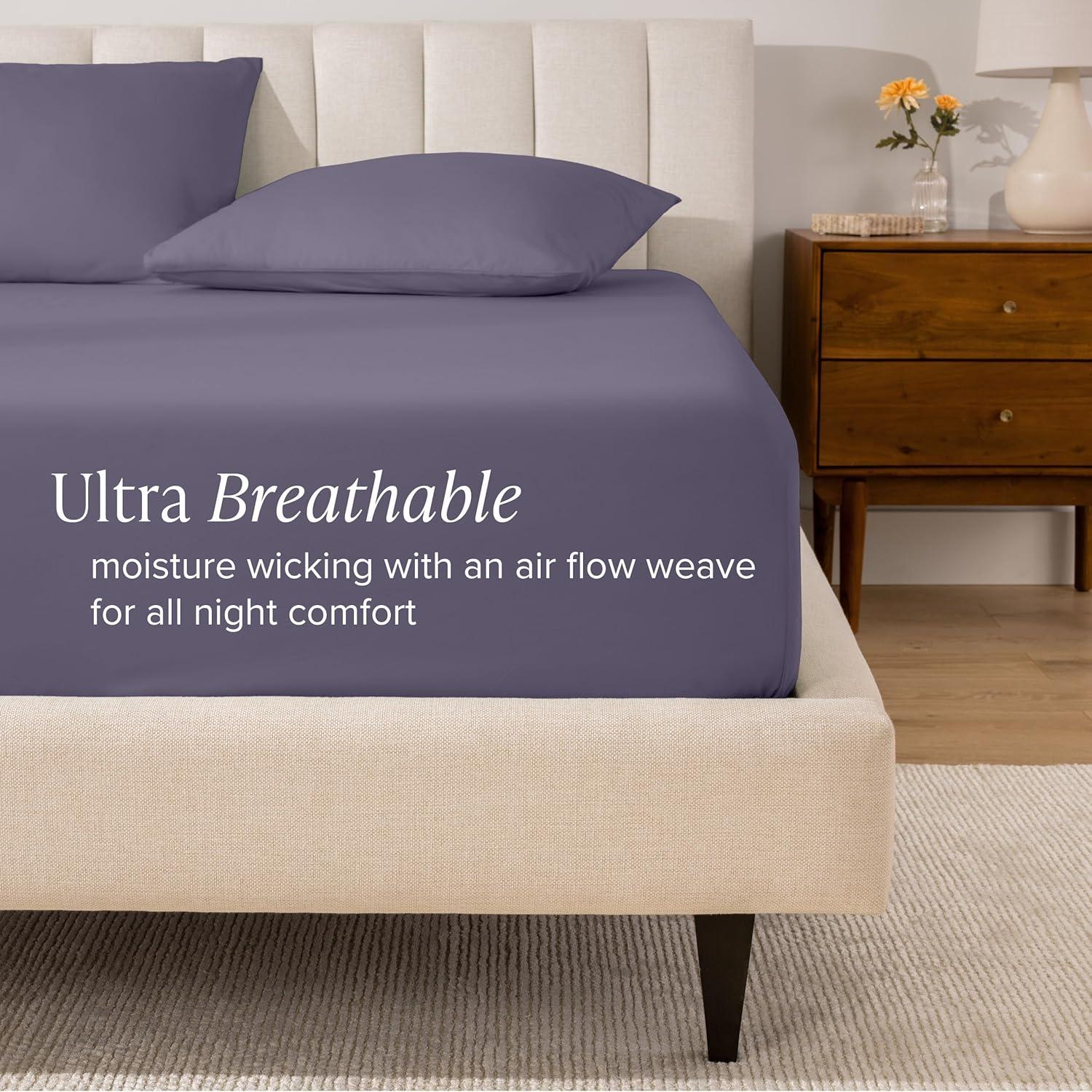 Bare Home 260 Thread Count Organic Cotton Percale Fitted Sheet