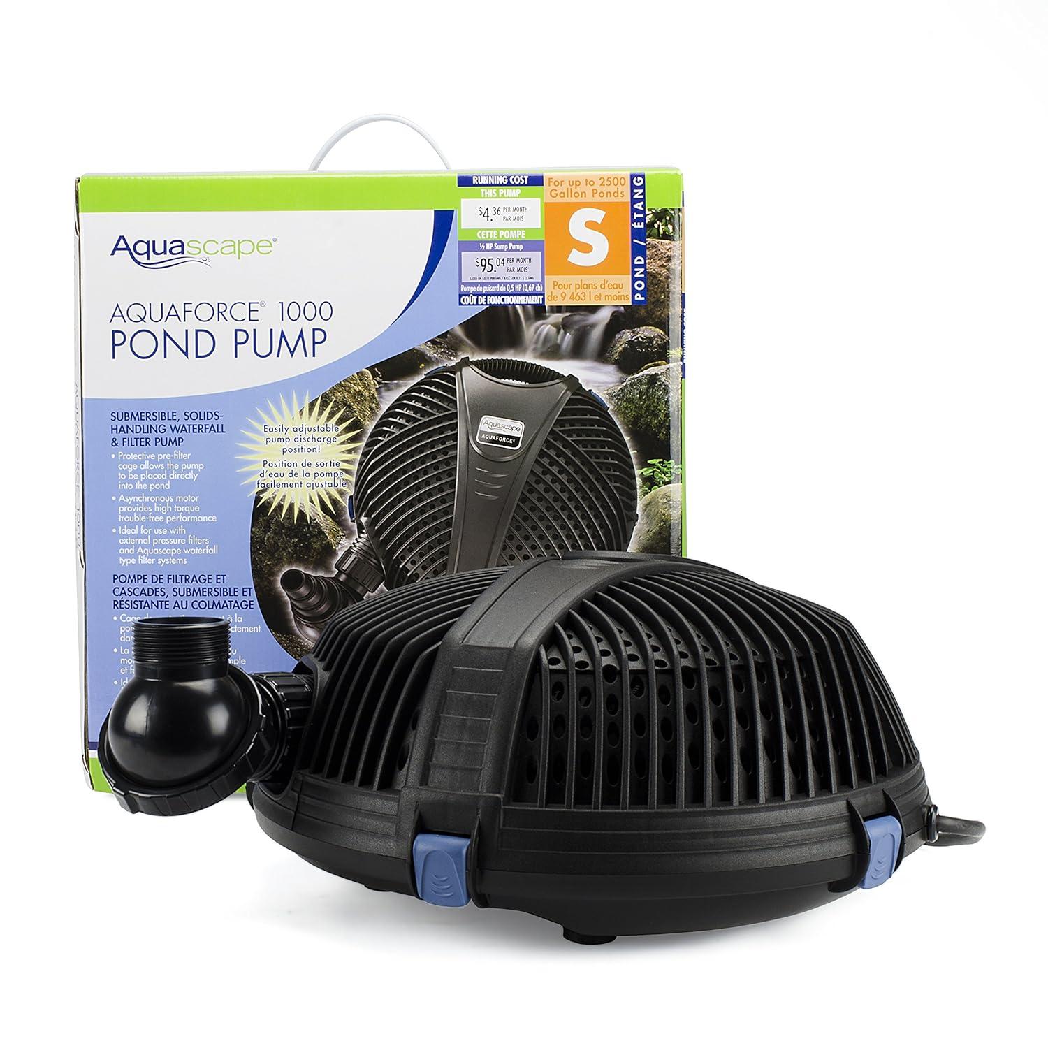 Aquascape Aquaforce 1000 GPH Pond Water Solids Handling and Filter Pump, Black