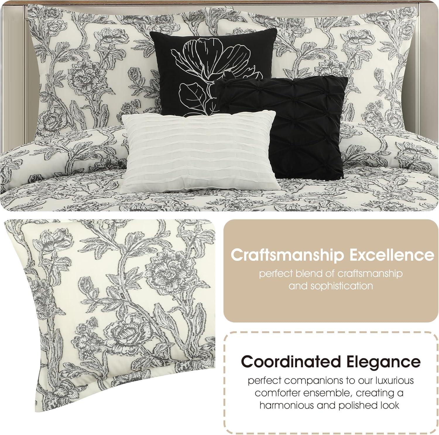 Nanshing 7pc Maybole Floral Comforter Set Off-White