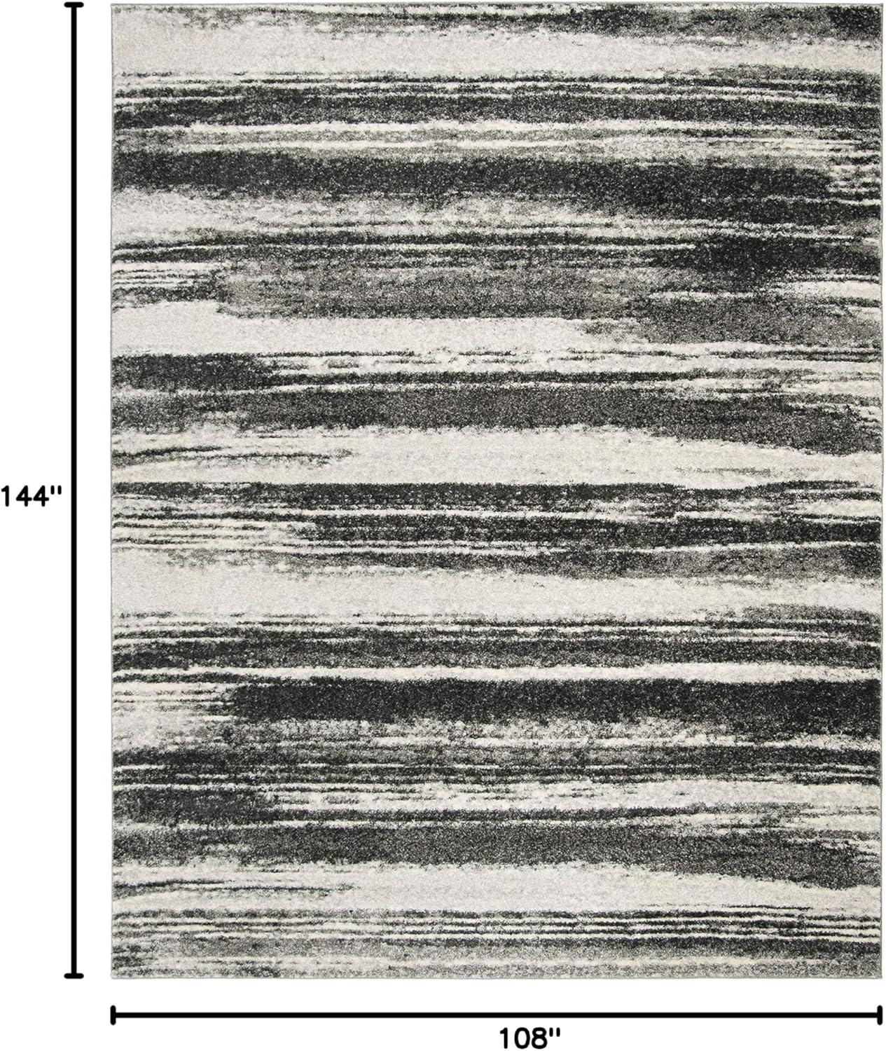Retro Dark Grey and Light Grey 9' x 12' Shag Area Rug