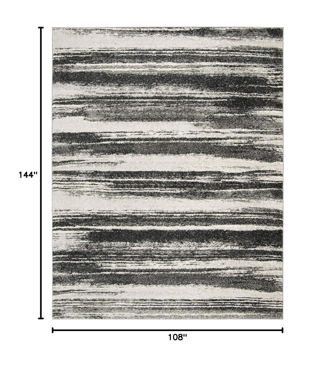 Retro Dark Grey and Light Grey 9' x 12' Shag Area Rug