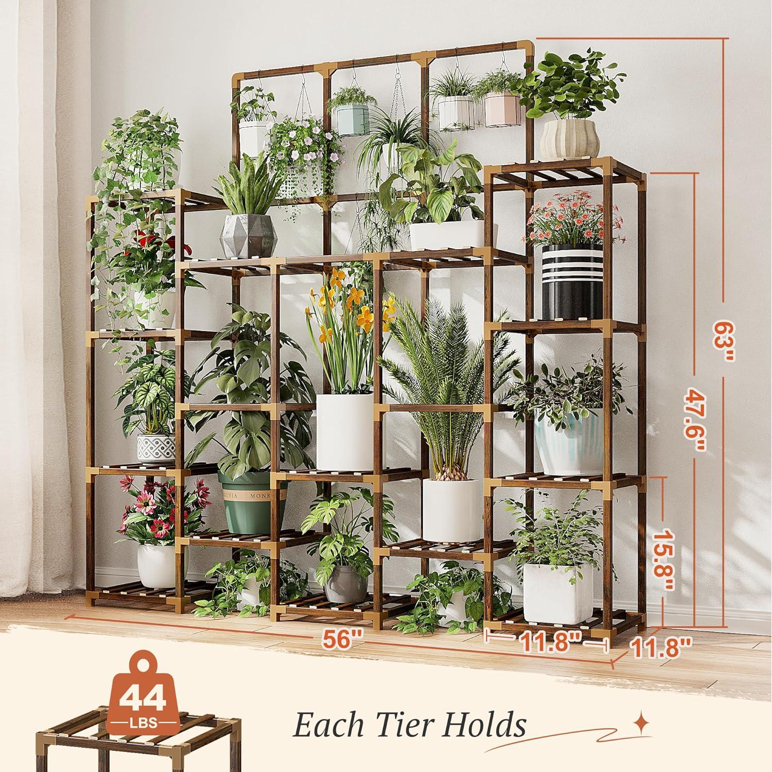 Tall Brown Wood 7-Tier Indoor/Outdoor Plant Stand