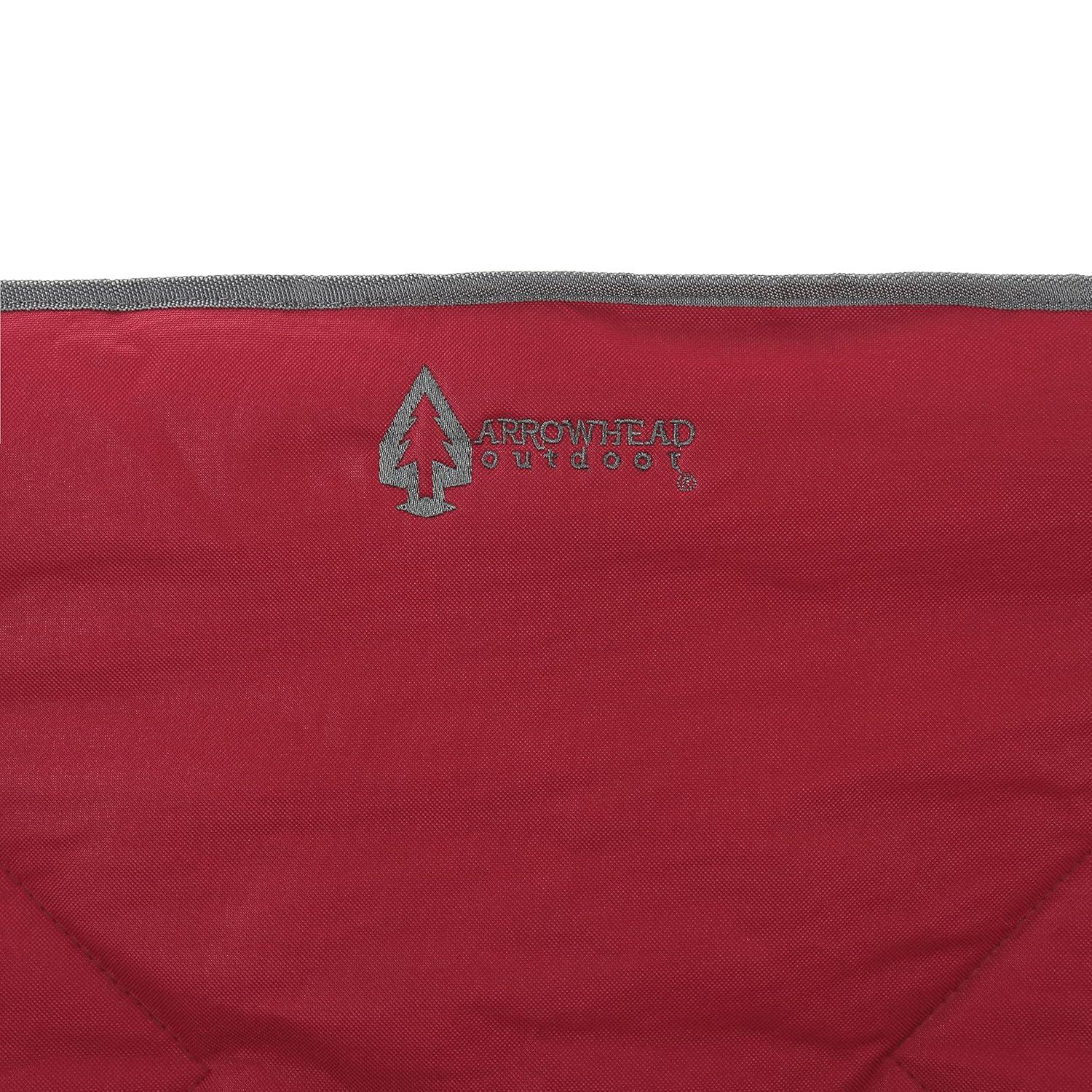 ARROWHEAD OUTDOOR Portable Folding Double Duo Camping Chair Loveseat w/ 2 Cup & Wine Glass Holder, Heavy-Duty Carrying Bag, Padded Seats & Armrests, Supports up to 500lbs, USA-Based Support (Red)