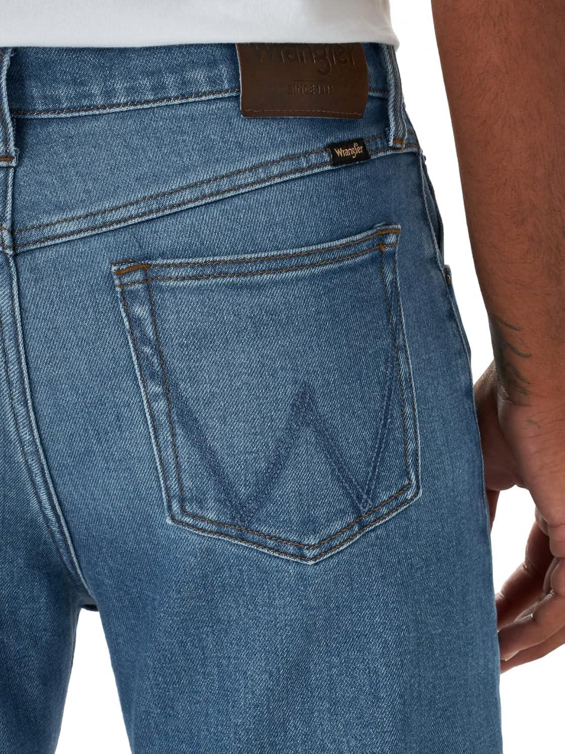 Men's Light Blue Cotton Blend Straight Leg Jeans