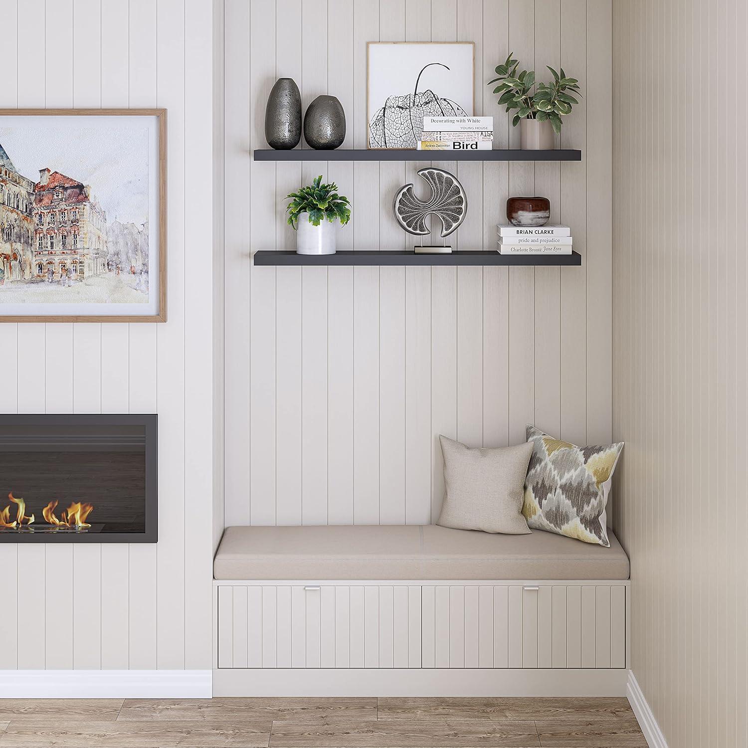 Ballucci Miami 48" W x 8" D Floating Shelves Set with Invisible Wall Mount Brackets (Set of 2)