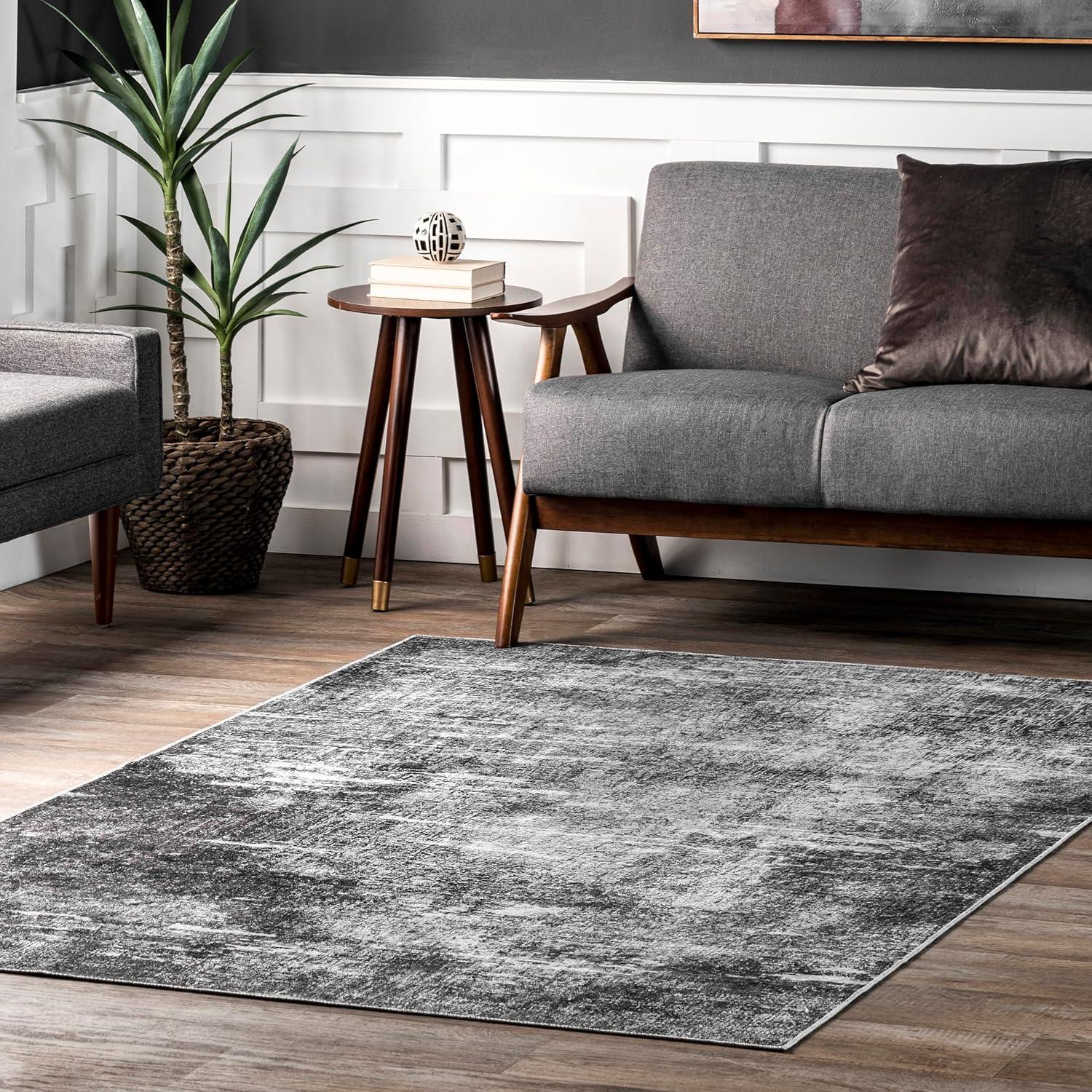 Corinna Charcoal Abstract Machine Washable Area Rug