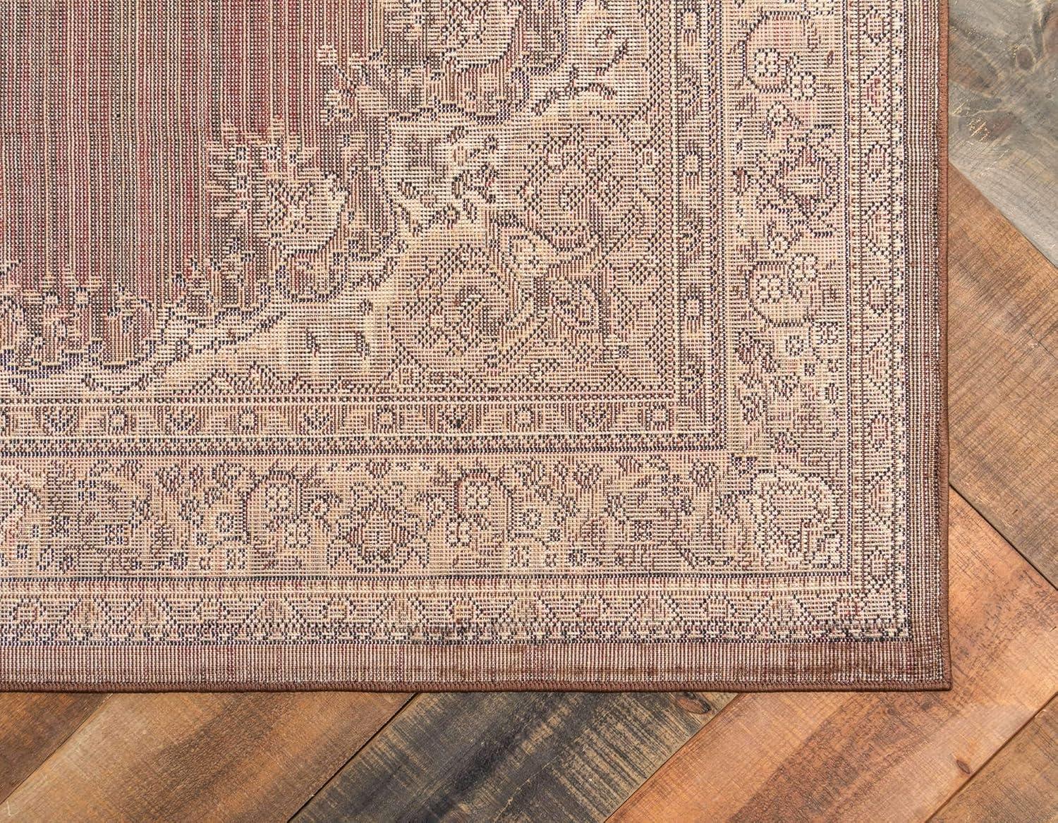 Unique Loom Washington Reza Rug Brown/Black 5' 1" x 8' Rectangle Floral French Perfect For Living Room Bed Room Dining Room Office