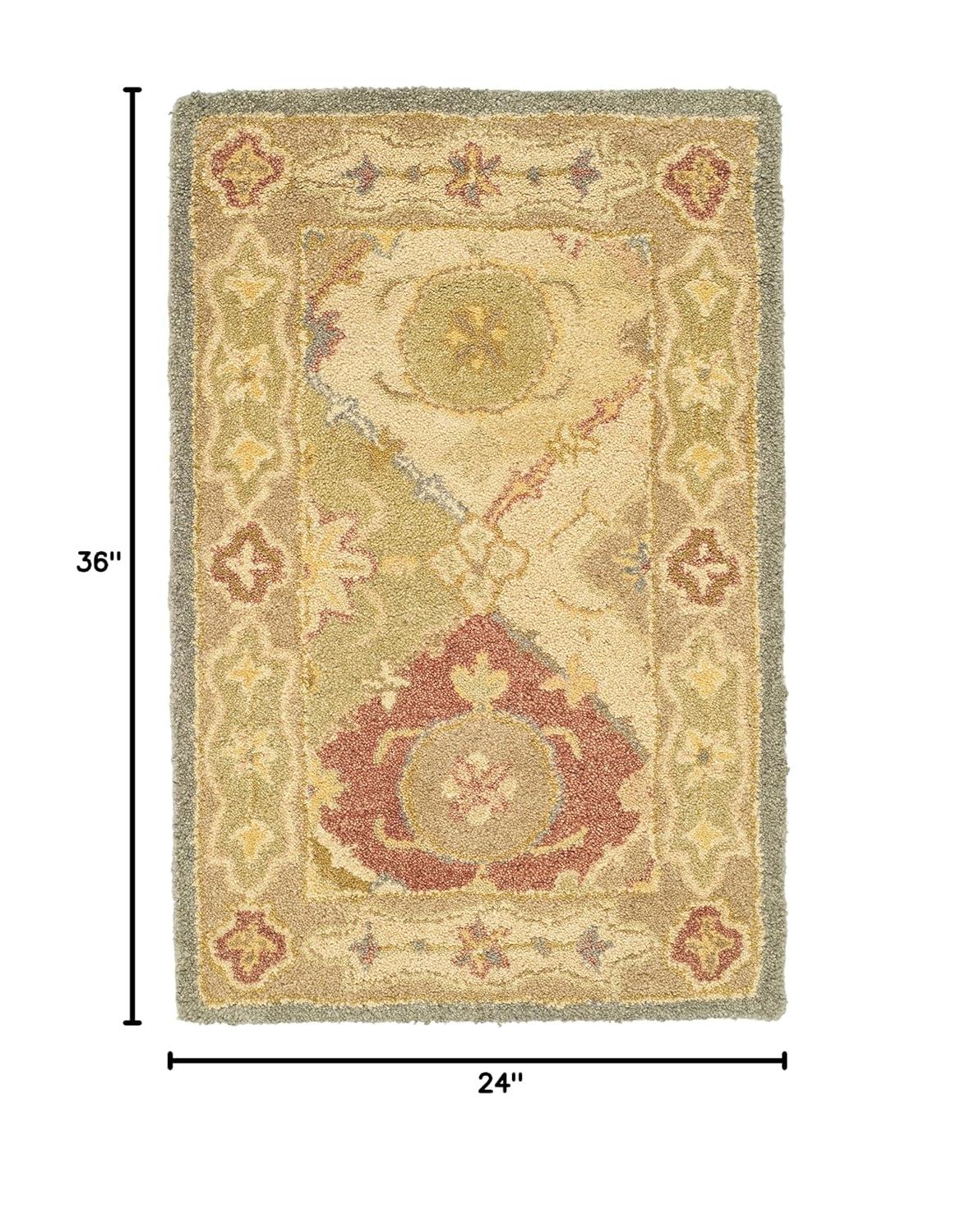 Ivory Handmade Tufted Wool Area Rug, 30" x 18"