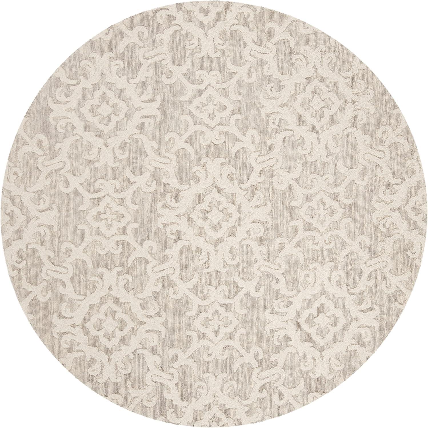 Blossom BLM104 Hand Tufted Area Rug - Grey/Ivory - 4' round - Safavieh.