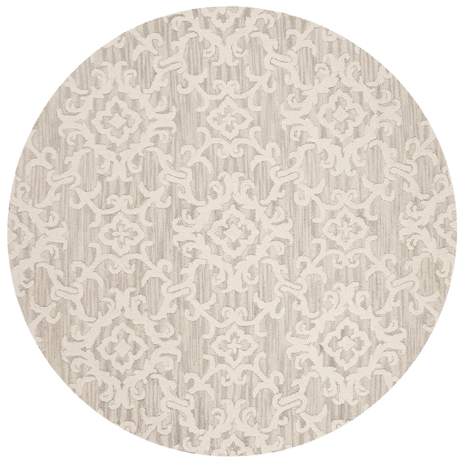 Blossom BLM104 Hand Tufted Area Rug - Grey/Ivory - 4' round - Safavieh.