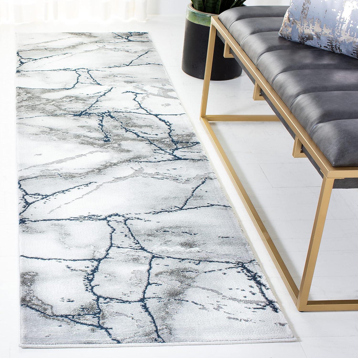 Craft CFT877 Loomed Indoor Runner Rug - Ivory Grey/Blue - 2'3"x8' - Safavieh