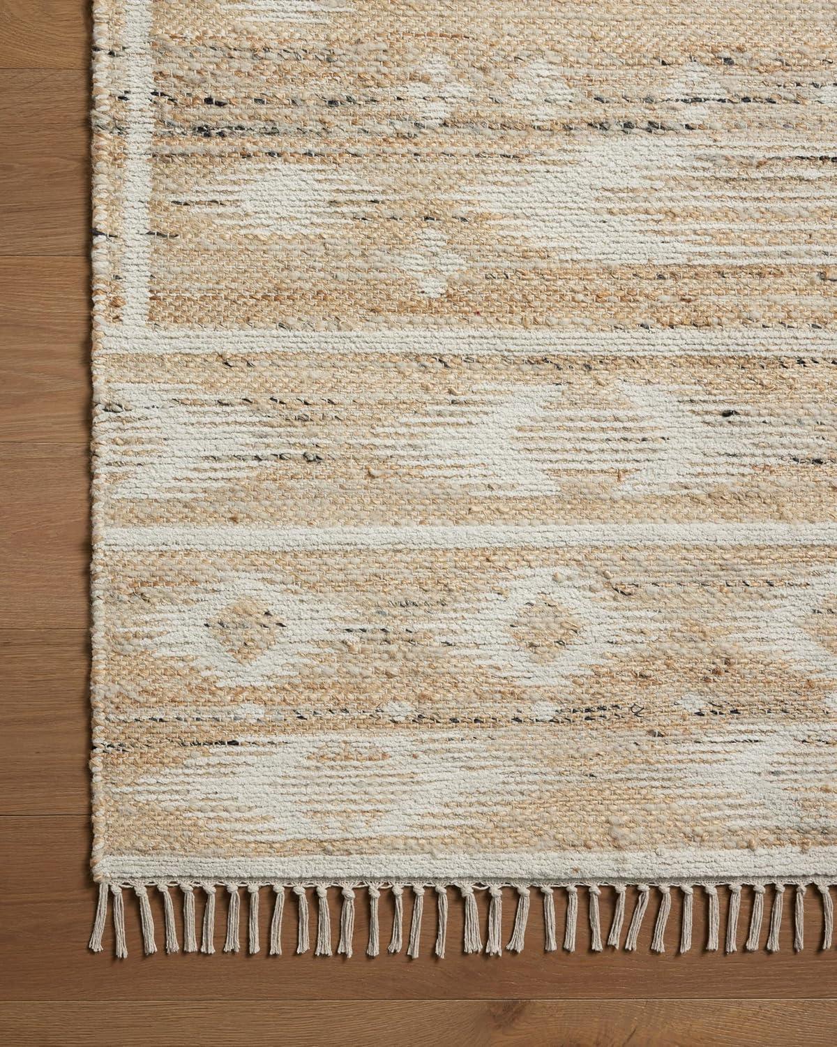 Ivory and Natural Flat Woven Reversible Wool Cotton Rug Sample