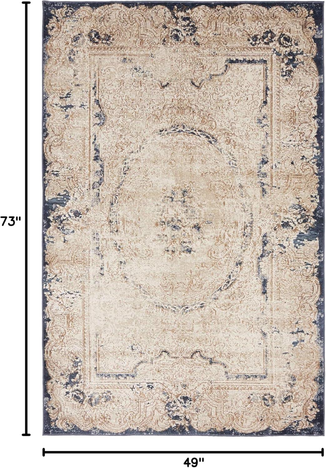 Unique Loom Chateau Collection Area Rug - Adams (4' 1" x 6' 1" Rectangle Cream/Brown)