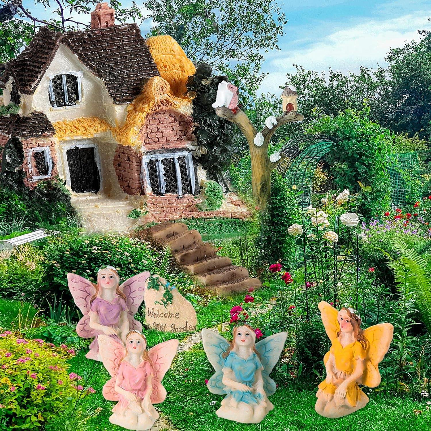 31 Pieces Fairy Garden Accessories Kit Miniatures House Supplies Fly Wing Dollhouse Gifts for Home Garden Lawn Decoration