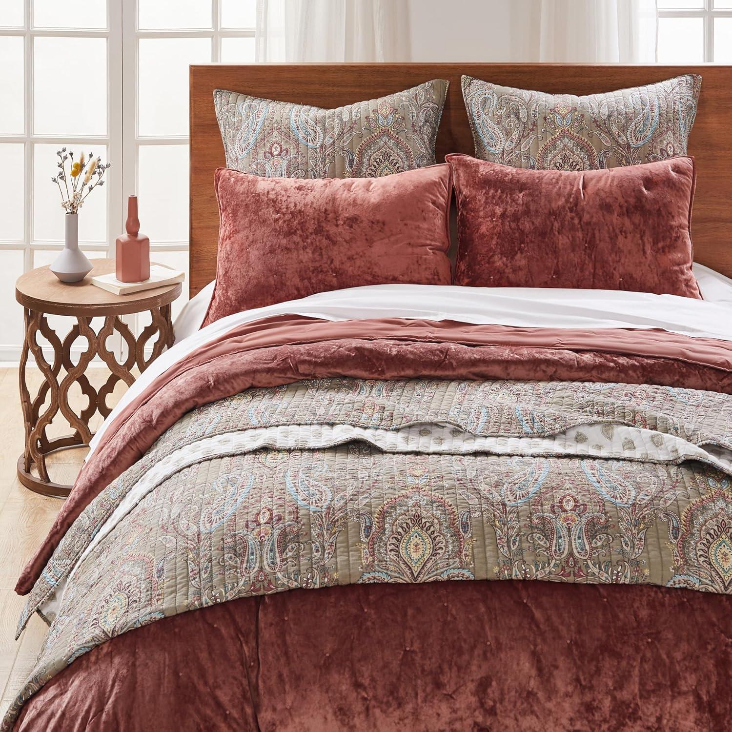 Abruzzi Velvet Red Full/Queen Quilt - Birch Hill by Levtex Home