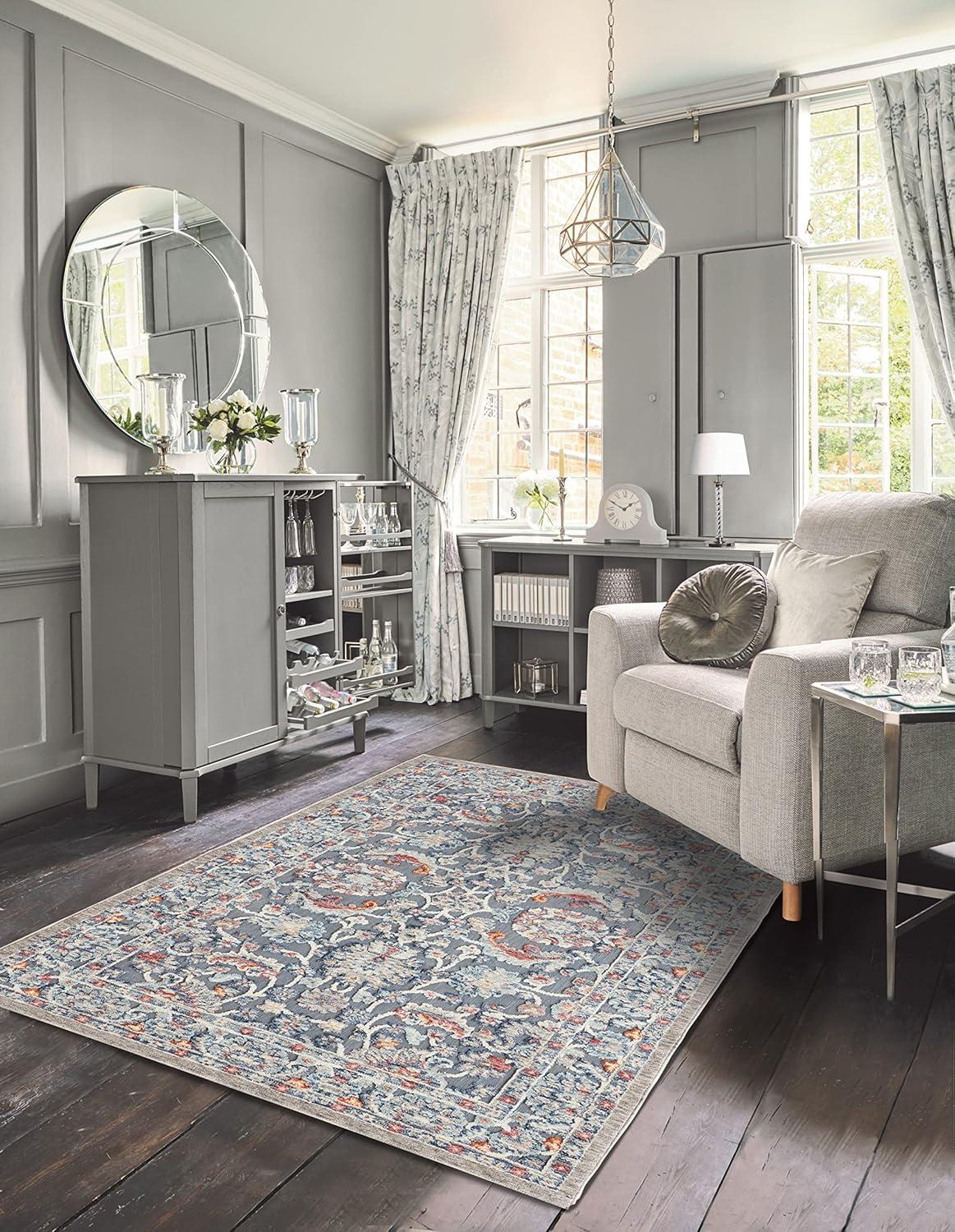 Laura Ashley Turkish Mystic Chenille Medallion Area Rug_Navy/Navy