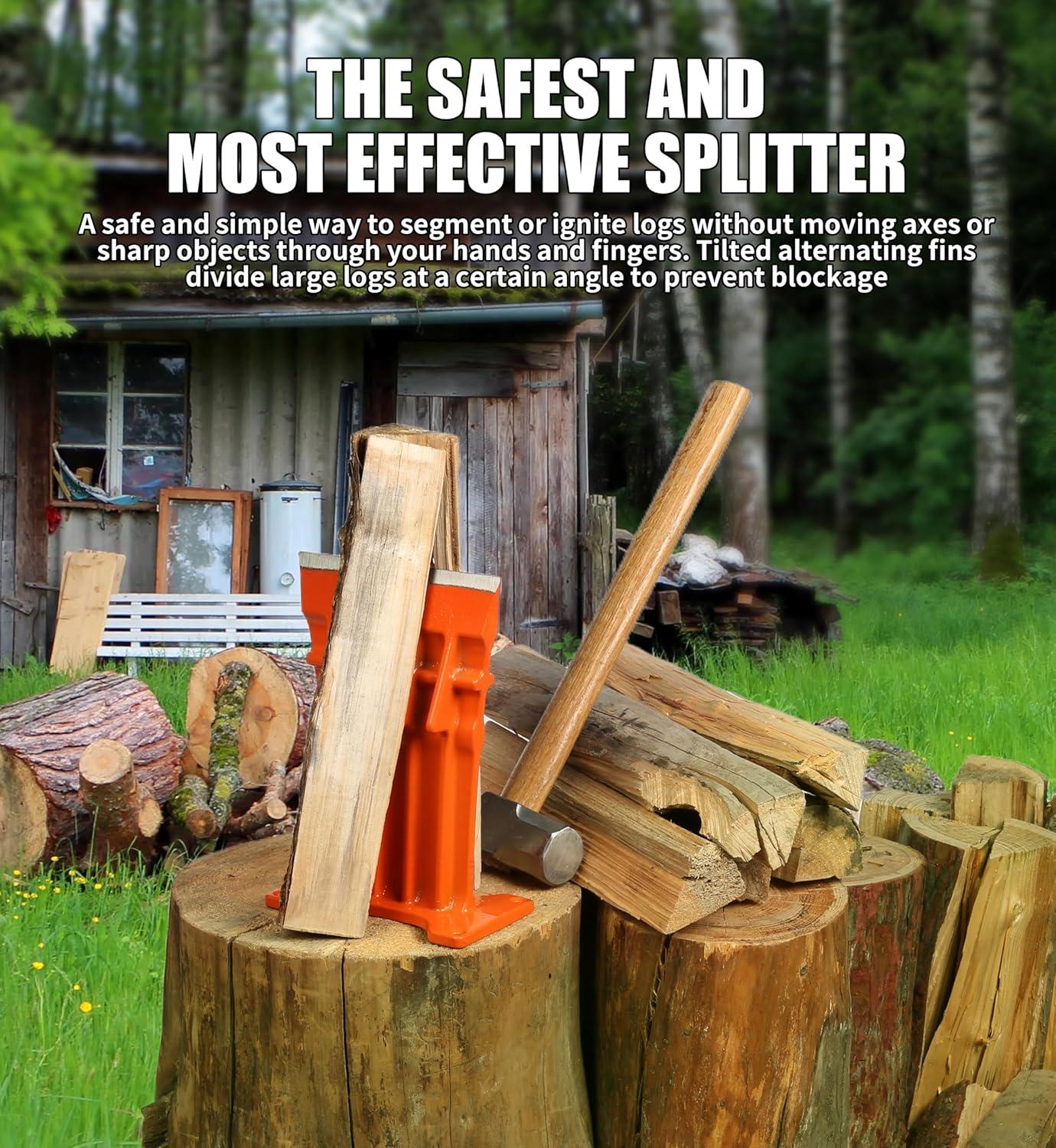 Firewood Kindling Log Wood Splitter – No Axe!Wedge Point Splits Firewood