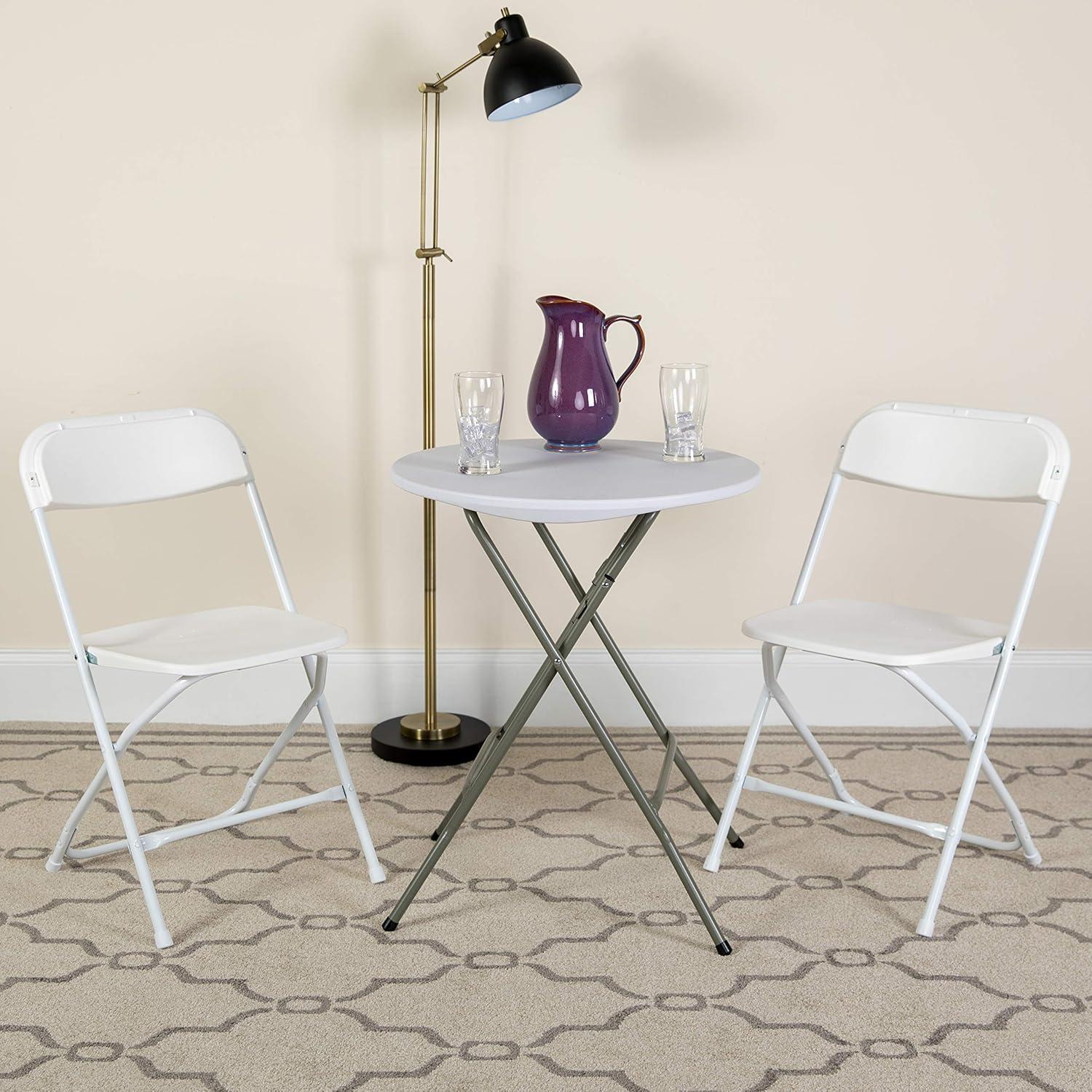 Emma and Oliver Set of 2 Stackable Folding Plastic Chairs - 650 LB Weight Capacity