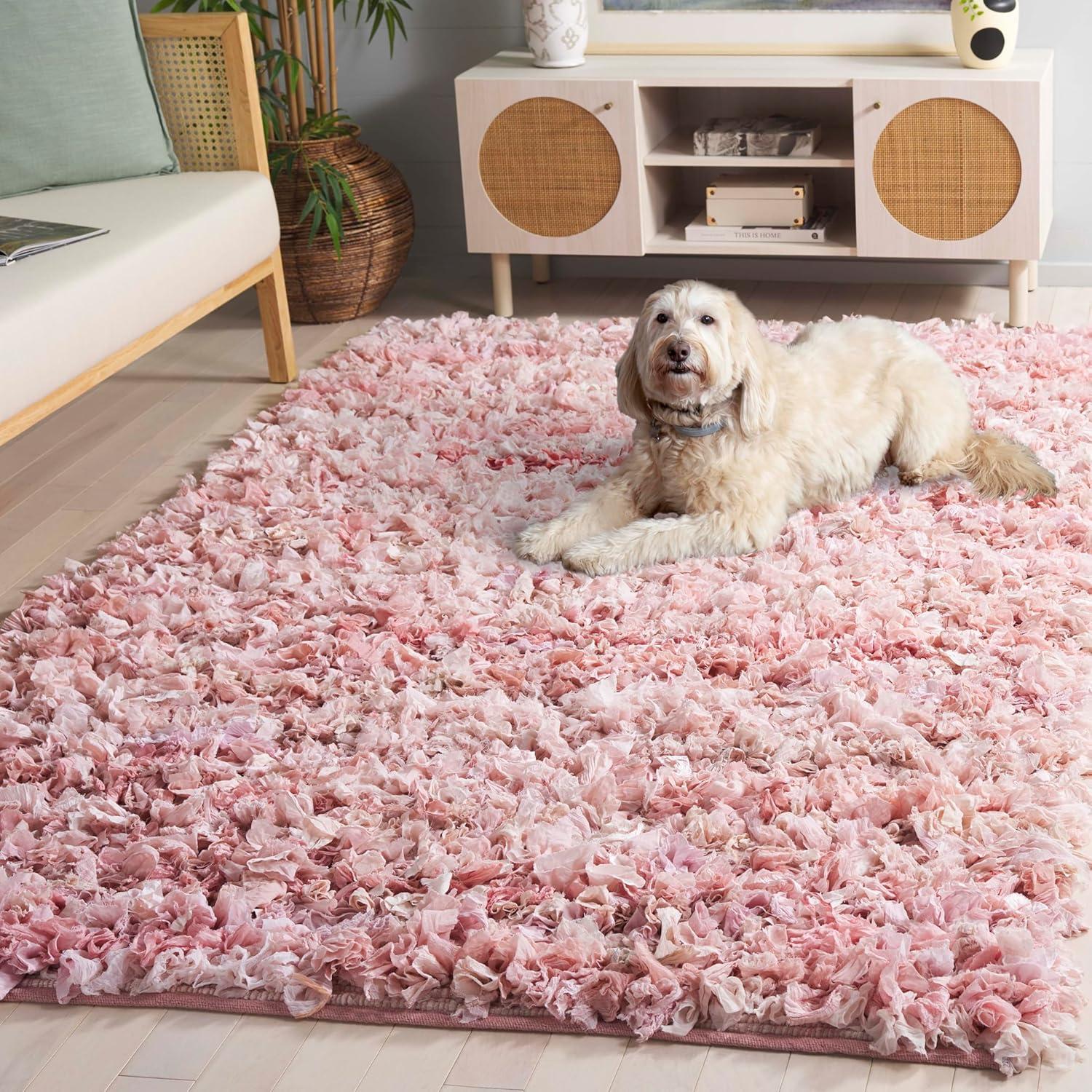 SAFAVIEH Glen Solid Plush Shag Area Rug, Pink, 6' x 9'