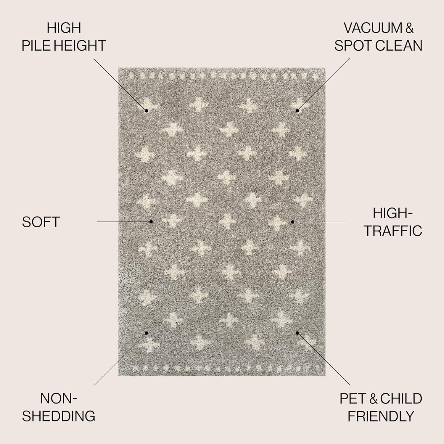JONATHAN Y Cristo Berber Geometric Shag Gray/Ivory 5 ft. x 8 ft. Area Rug