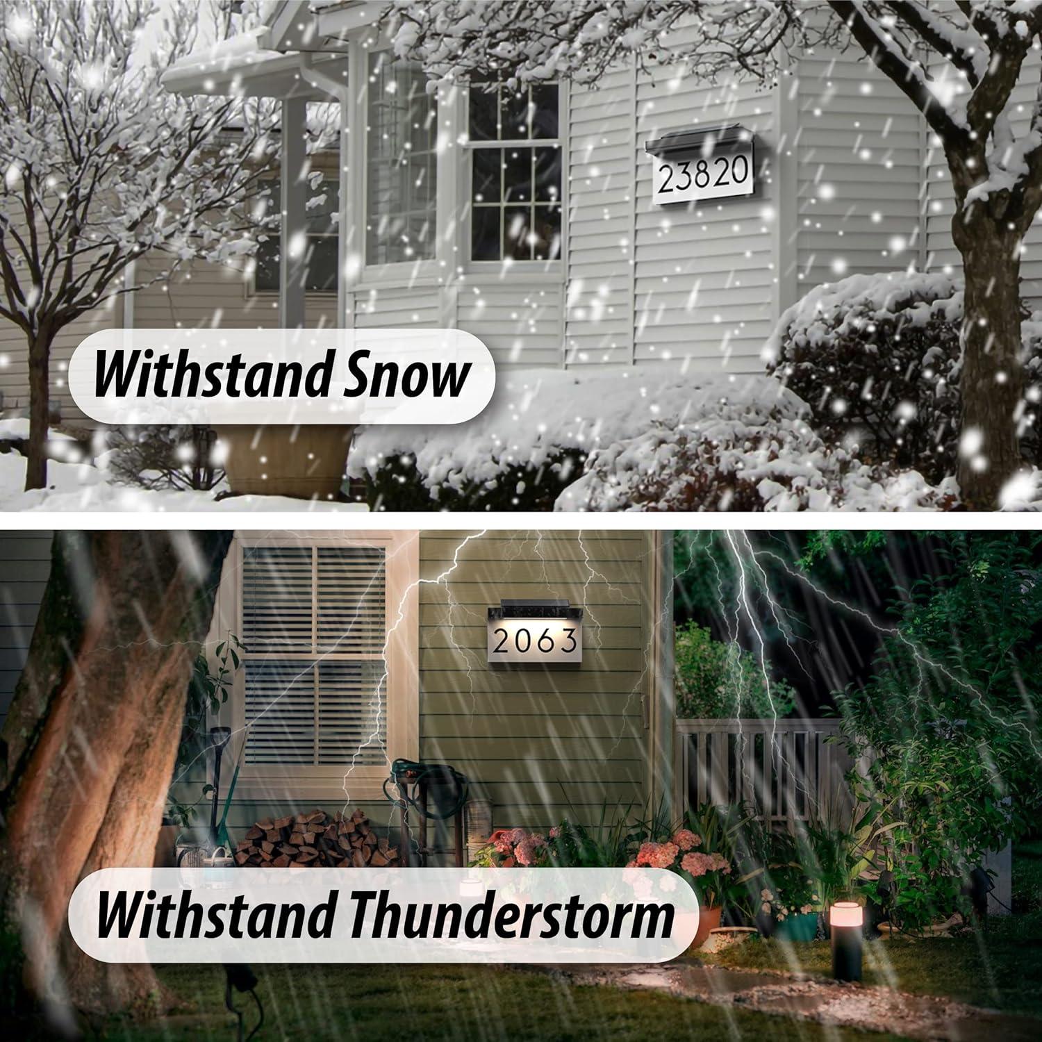 House Numbers Address Plaques For Houses Solar Powered Adjustable Solar Panel, 3 Lighting Colors Lighted House Numbers Address Sign, Address Sign For Outside Waterproof