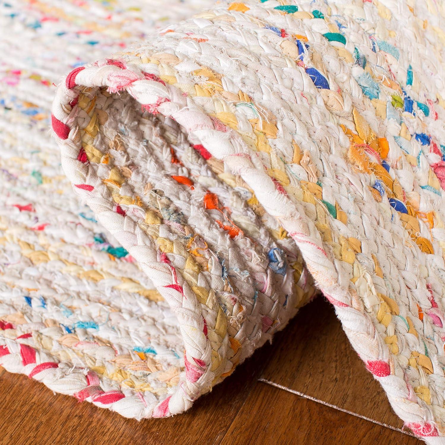 Braided BRD210 Hand Woven Area Rug - Ivory/Multi - 3'x3' - Safavieh.