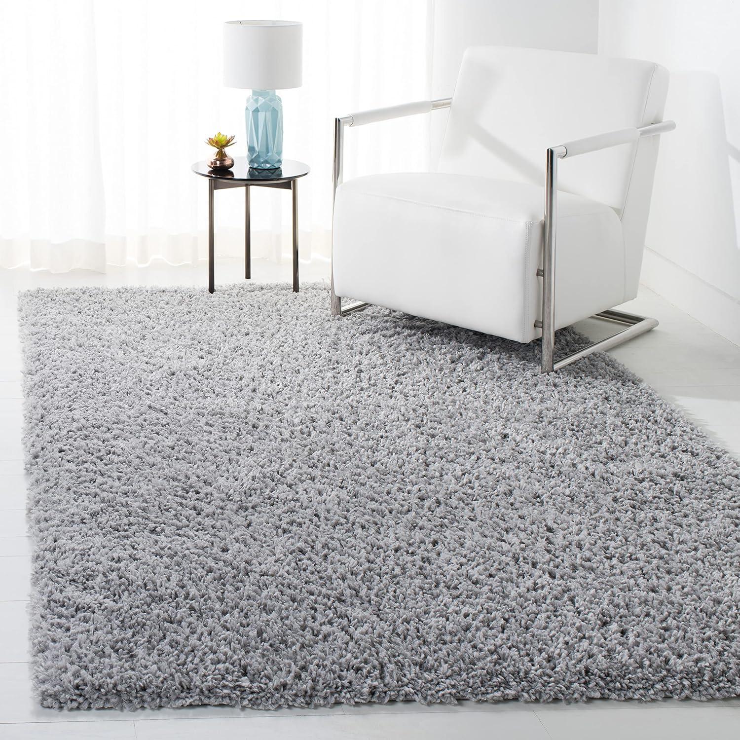 August Shag AUG200 Power Loomed Indoor Area Rug - Silver - 4'x4' - Safavieh