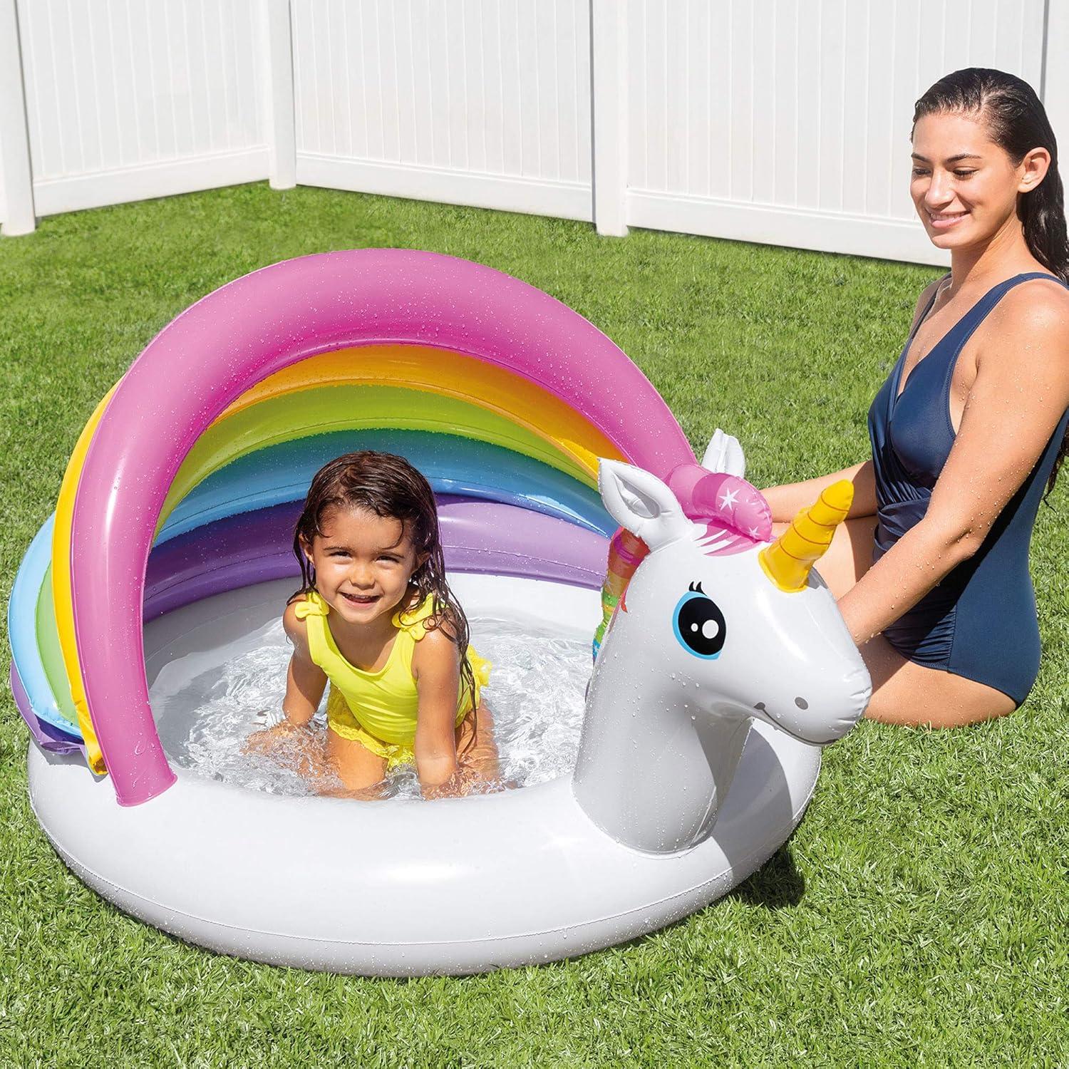Intex Intex 57113EP 50 Inch Unicorn Design Outdoor Baby Swimming Pool, Multicolor