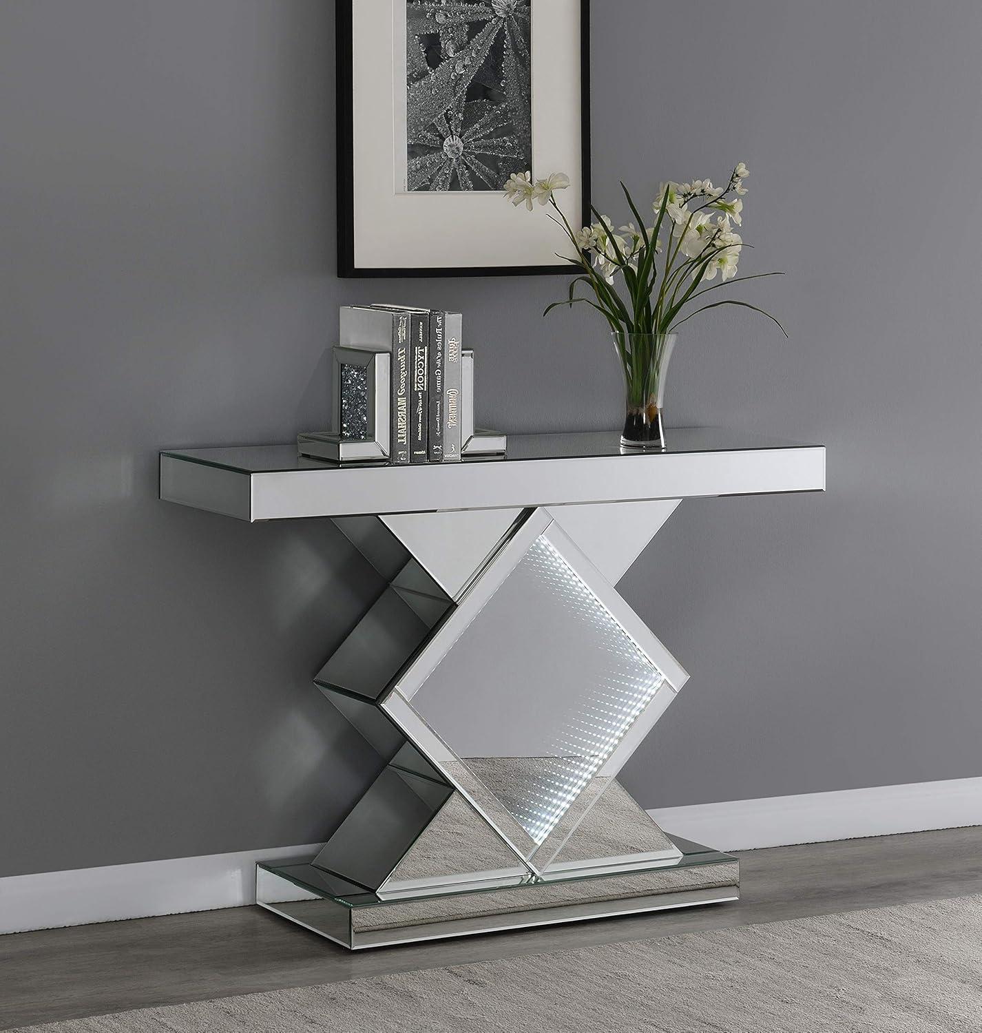 Console Table with LED Lighting Silver