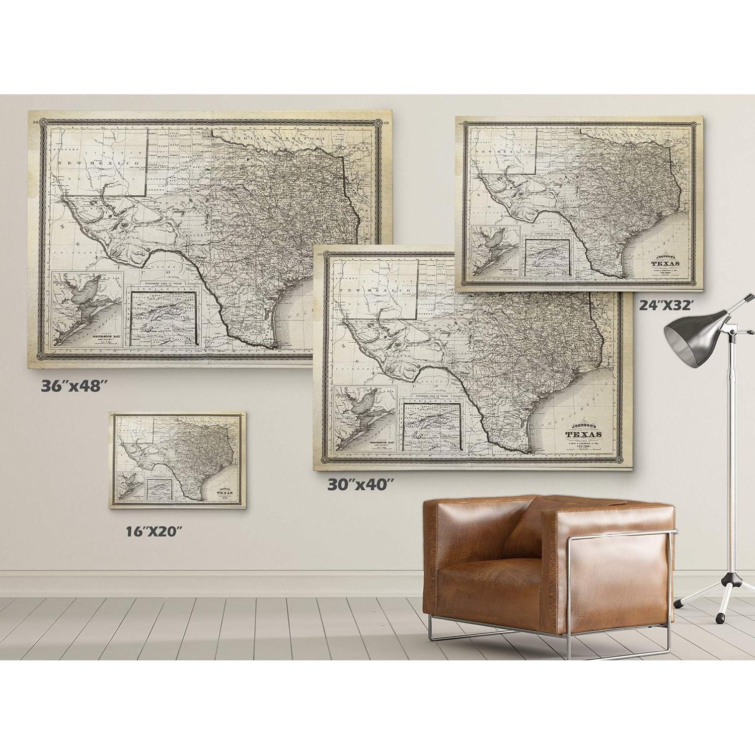 Steelside™ " Vintage Map Texas I "