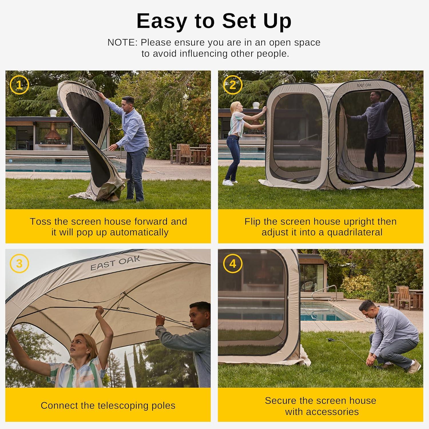 EAST OAK EAST OAK Screen House Tent Pop-Up 6 x 6 FT