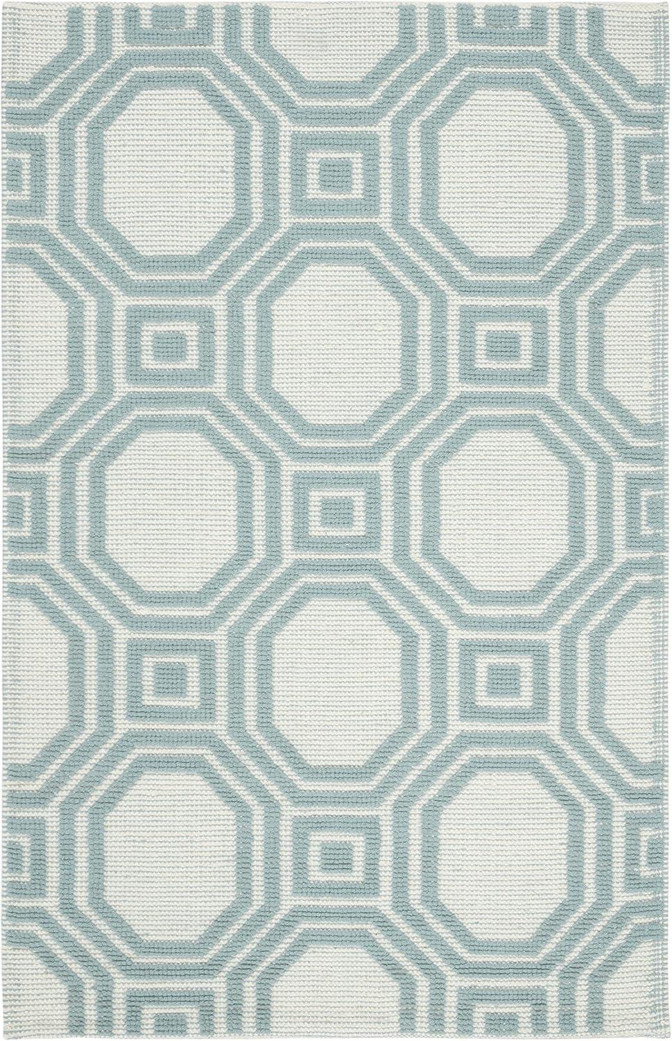 Martha Stewart Puzzle Hand-Hooked Blue/Ivory Area Rug