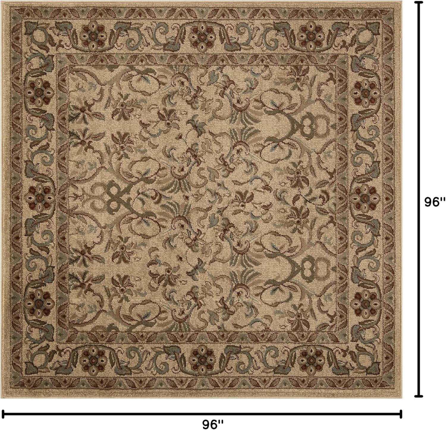 Superior Heritage Oriental Floral Indoor Area Rug, 8' x 8' Square, Ivory