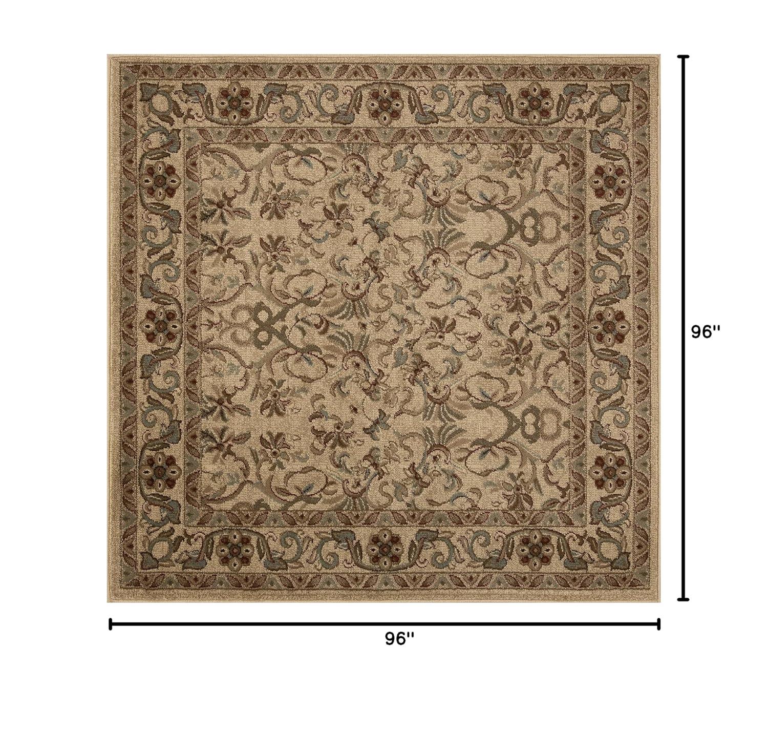 Superior Heritage Oriental Floral Indoor Area Rug, 8' x 8' Square, Ivory