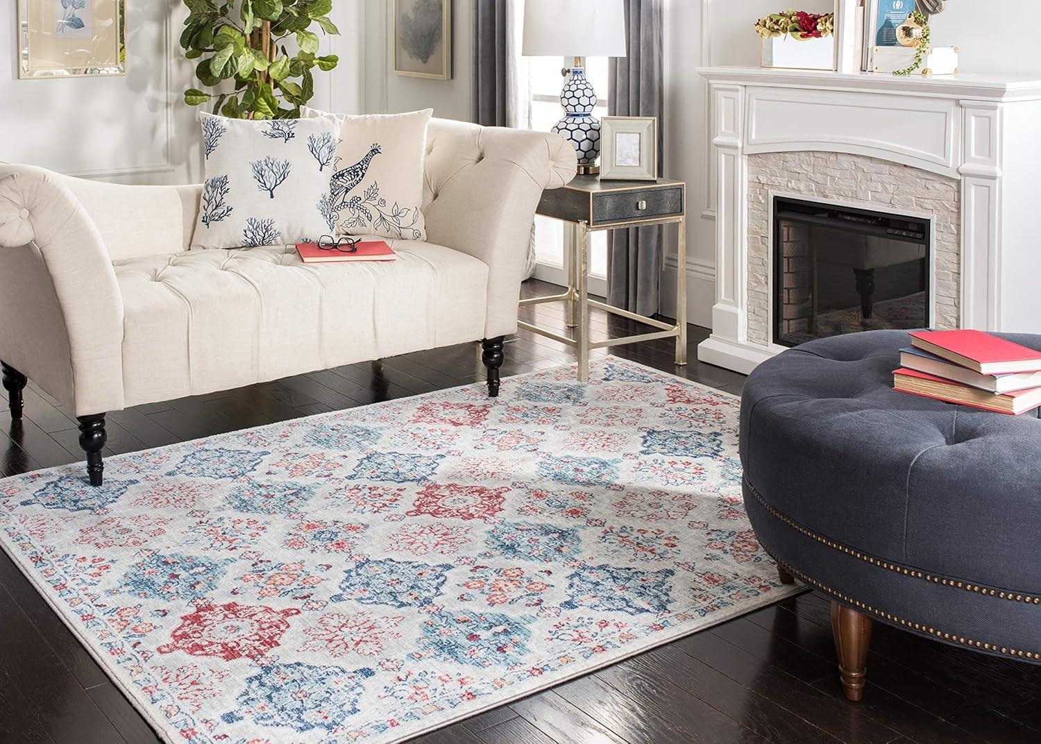 Brentwood BNT815 Power Loomed Area Rug - Cream/Blue - 6'x9' - Safavieh.